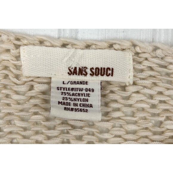 Sans Souci Beige Knit High-Low Sweater size Large Womens Lightweight Pullover - Picture 2 of 4